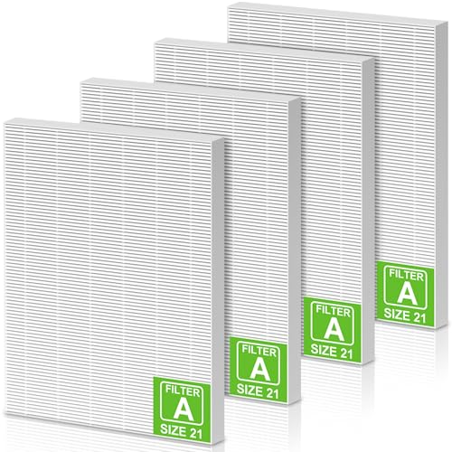 4 Pack 115115 HEPA Replacement Filter A Size 21 Compatible with Winix PlasmaWave Air Purifier C535 AM90 5300 6300 5300-2 6300-2 C909 9800, 115115 Filter A for C535 Air Filter For C535/5300/6