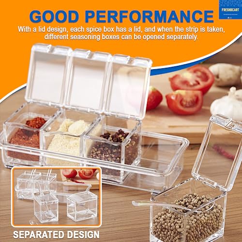 Image of FreshDcart Fdca389 Masala Container | Acrylic 4-Grid Transparent Masala Dabba | Spice Box with Serving Spoons for Masala, Salt, Pepper Storage (1 Pc, Beige)