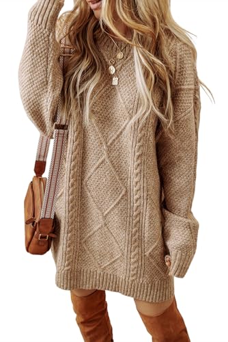 Chvity Textured Cable Knit Sweater Dress for Women...