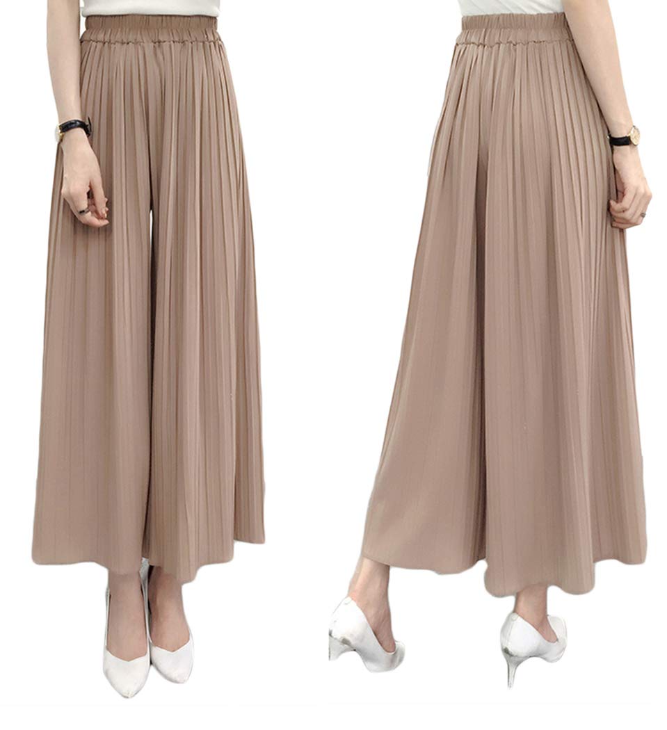 FashringWomen's Long Pant Elastic Waist Ruffle Hem Pleated Loose Summer Youga Legging Pants