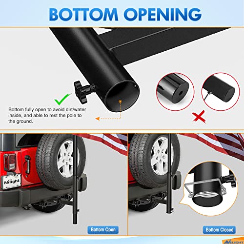 Image of Nilight Hitch Mount Flagpole Holder for 2 Inch Receiver