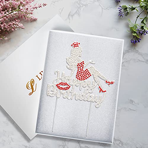 Lingteer Happy Birthday Crown Queen Lady Rhinestone Cake Topper - Cheers To Makeup Spa Birthday Party Cake Centerpieces Decorations Gift Sign - Red. #TOP1