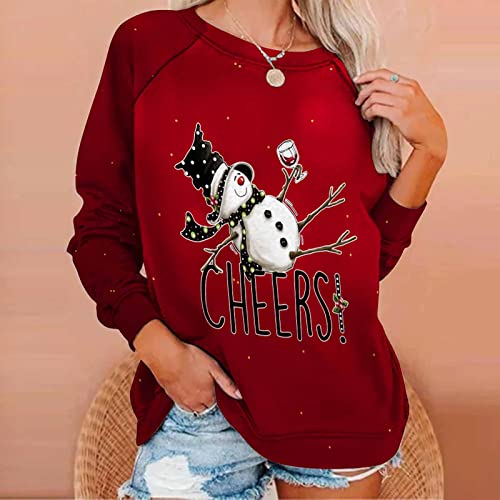 Amikadom Roupas Happy Festival para meninas adolescentes, manga comprida, gola redonda, ajuste folga