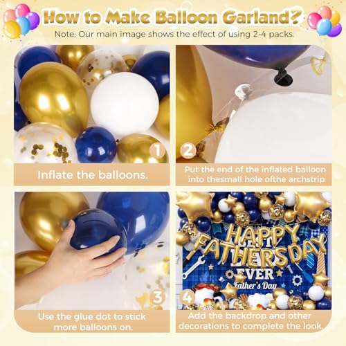 Image of Happy Father's Day Balloon Garland Arch Set 100Pcs with Star, Fathers Day Decorations for Best Father Ever Decorations Father's Day Party Fathers Birthday Party Photo Booth Backdrop Decor