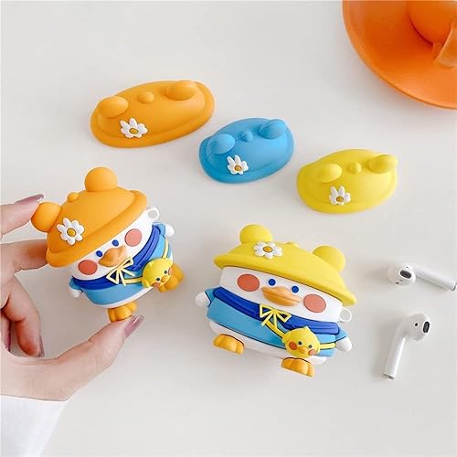 Miniatura 5 de LALAPOPO Funda para AirPods, diseño divertido y encantador de dibujos animados en forma de pato, fundas de moda para niños, niñas, niños y