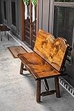 Southern Rustic Logwerks Rustic Log Live Edge Pine Bench with Back Rest Support (Honey Pine)