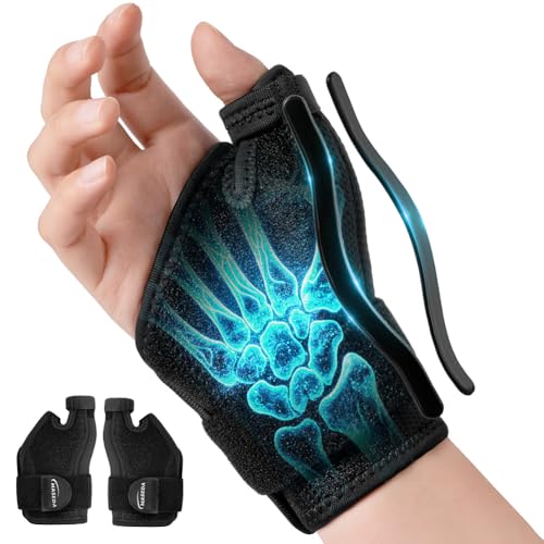 AYBUY Férula de Pulgar, 2*Muñequera Pulgar Derecho e Izquierdo, Estabilizador de Pulgars Ajustable, Soporte para Pulgars con 2 férulas, ligero y transpirable, Para Tendinitis, Artritis, Esguinces