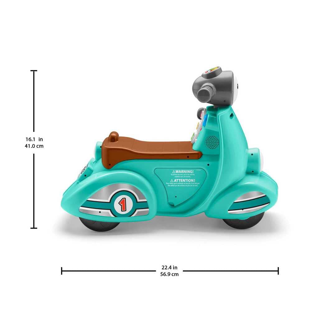 Fisher-Price Ríe y Aprende Moto Scooter Juguete correpasillos con Sonidos, bebés +1 año, versión español + Italiano + francés + inglés + alemán + holandés (HMV76)