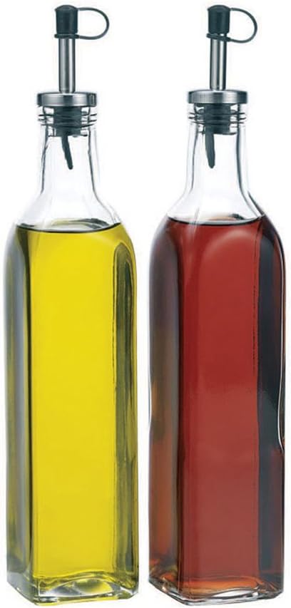 Home Essentials & Beyond Glass Oil Vinegar Dispenser Cruet bottles, Set of 2