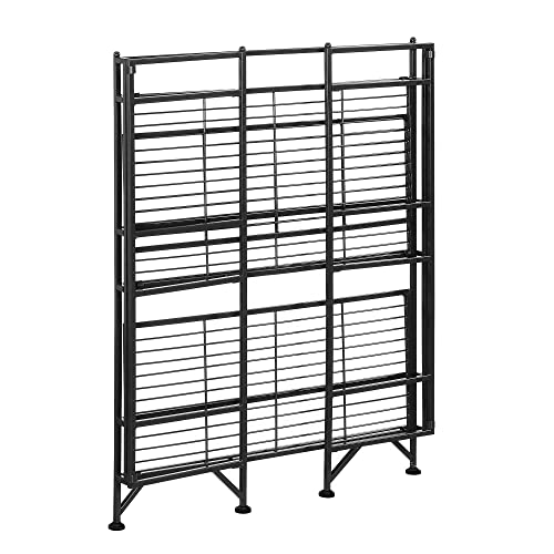 Image of Convenience Concepts Xtra Storage Shelves - 3-Tier Wide Folding Metal Storage Shelves, Closet Organizer for Office, Laundry Room, Bedroom, Garage, Kitchen, Bathroom, Black