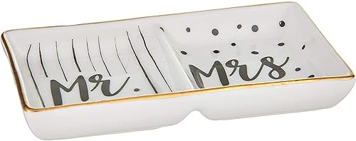 Miniatura 5 de Kate Aspen - Juego de 6 platos de joyería para anillos de compromiso con el señor y la señora