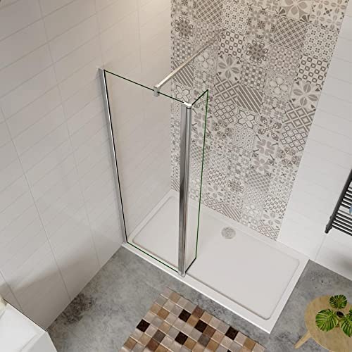Mamparas de Ducha Panel Fijo + Lateral Movible 8mm Antical Barra 70-120cm - 60x40x200cm
