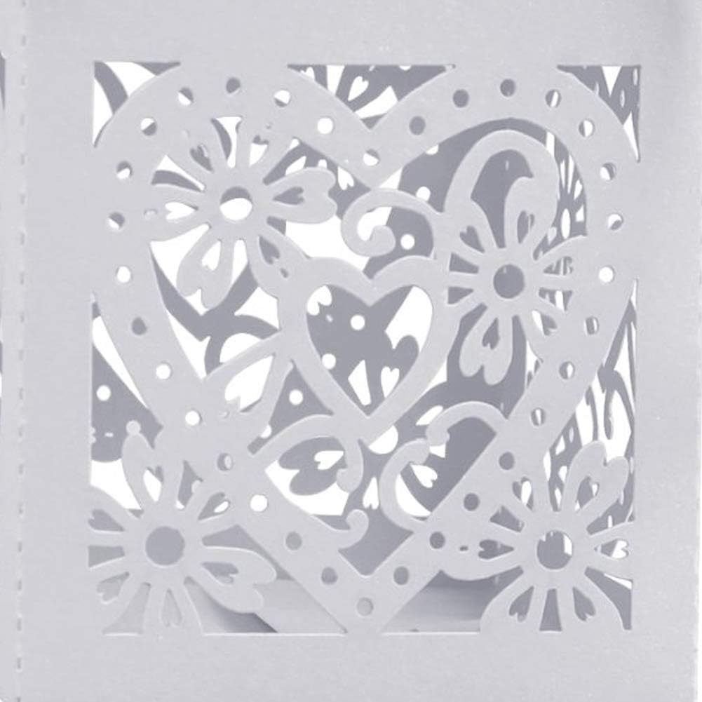 Best Seller 100 Pcs Party Favor Box,Pearl White Paper Laser Cut Heart Gift Candy Box,Wedding Decoration with 100 Ribbon and 100 Blank Love Heart Tags