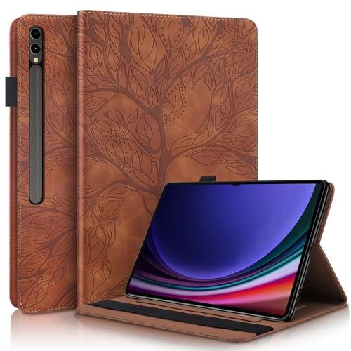 Coque Galaxy Tab S10 Ultra 14.6" finition cuir marron avec support premium intégré