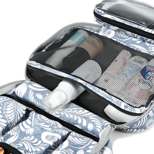 Trousse de toilette à suspendre - Kit de voyage pour homme et femme, Trousse de toilette de grande capacité améliorée avec 4 compartiments, Trousse de maquillage pliable de taille compacte – Image 2