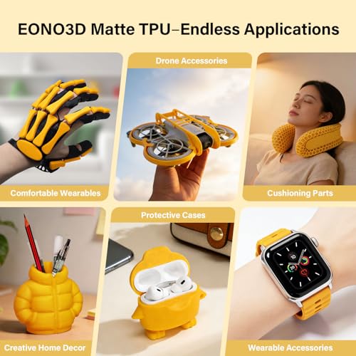 Image of Matte TPU Filament 1.75mm, 1kg - Shore 95A Flexible & Durable TPU, Matte Yellow, Low-Gloss Matte Finish, Minimal Layer Lines, for Phone Cases, Wearables & Functional Parts