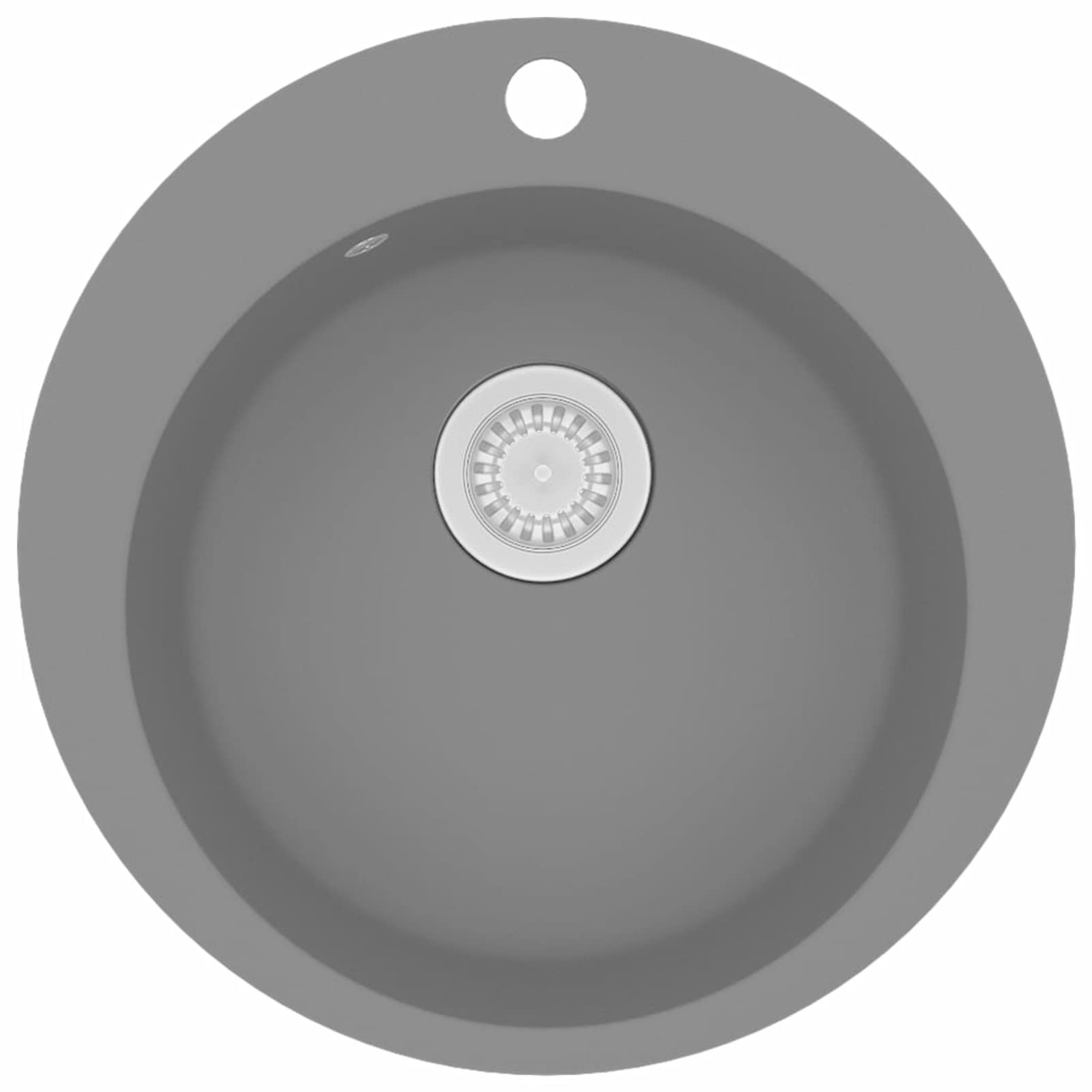 JUDYY Fregadero de Cocina de Granito con un Seno, Mueble Pila Lavadero, Pila Fregadero Cocina, Fregadero sobre Encimera, Fregadero Baño Encimera, Picas De Cocina, Redondo Gris