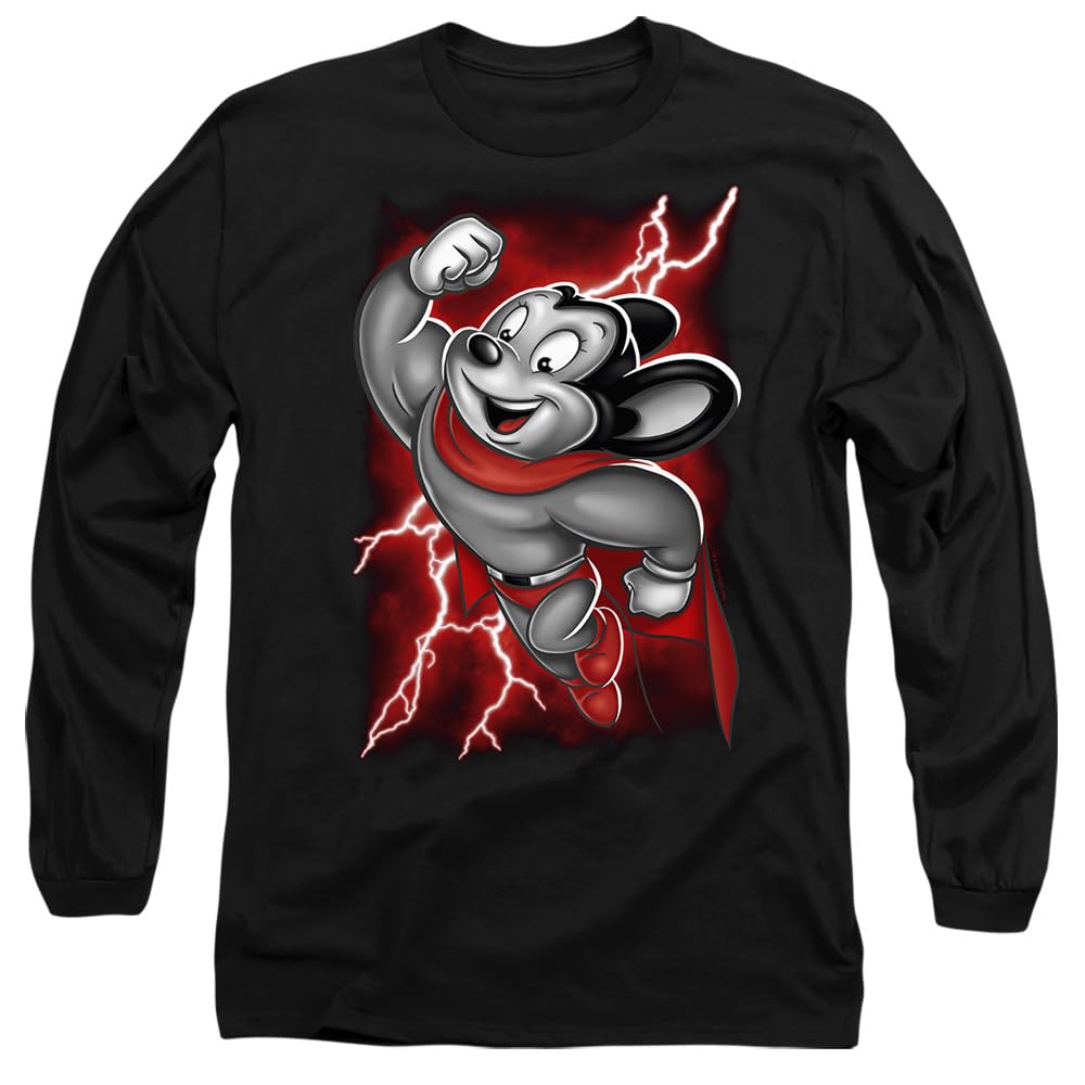 Mighty Mouse Mighty Storm Unisex Long Sleeve T Shirt, Black, Medium