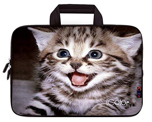 iColor Kitten 11.6 12 12.1 12.2 Inch Neoprene Laptop Carrying Bag Case, Protective Chromebook Ultrabook Sleeve Case Cover Compatible with Most 11.6-12.2 Inches Netbooks/Laptops/Notebooks(IHB12-08)