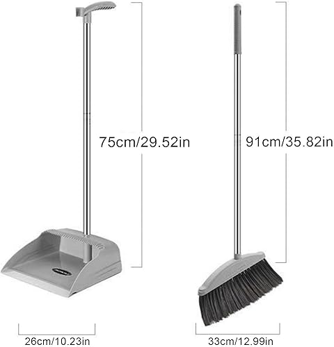 Miniatura 4 de MIYUE Juego de escoba y recogedor para el hogar, sartenes antipolvo con mango largo, para interiores y exteriores, para el hogar, cocina, oficina,