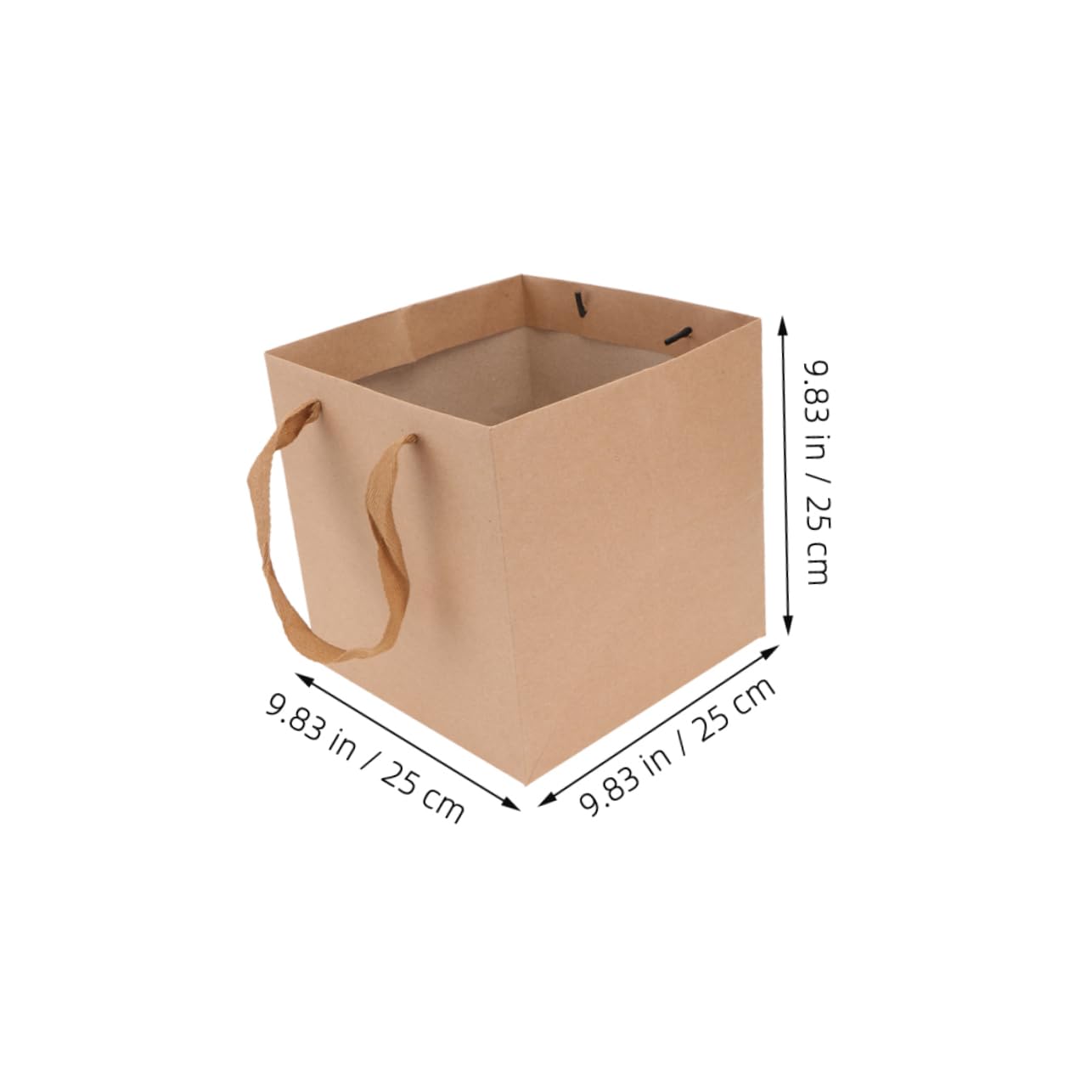 OUNONA 10 Sacchetti Regalo in Carta Kraft Quadrati con Manico, 25x25x25cm, Resistenti e Sostenibili, per Fiori, Dolci e Confezioni Regalo per Feste e Spedizioni