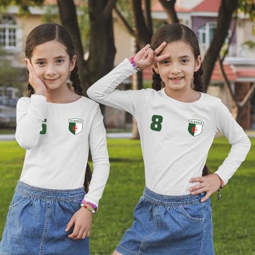 lepni.me Kids Personalised Long Sleeve Soccer Jersey Algeria T-Shirt, Algerian Flag European Football Championship 20242
