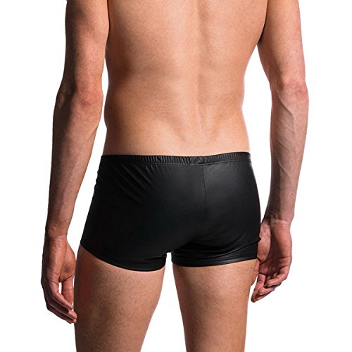 Tesoon Mens Imitation Leather Underwear Sexs Boxer Briefs (Medium, Bk) #TOP2
