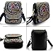Embroidered Crossbody Bag Boho Ethnic Shoulder Bag Vintage Handmade Women Cellphone Pouch Small Handbag Coin Purse (Black Flower)