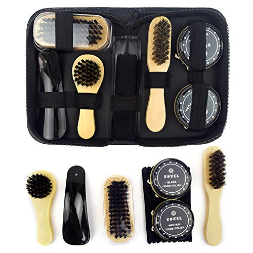 Jiakalamo Leather Boots Brush Polish Brushes Kit, 2022 Shoe Polishing Cleaning Tool with Wooden Handles With Case, Ideal for Garments, Boots, Car Seats, Bags, Sofas Care Supplies Accessories(size:23) - Image 2