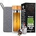 Botella Termo para Infusiones de Té con Filtro de Agua | 500ml de Té | Doble Capa de Vidrio con Tapa de Bambú | Diseño Hermético Portátil Sin BPA | Para su dieta Detox Adelgazante | WeightWorld