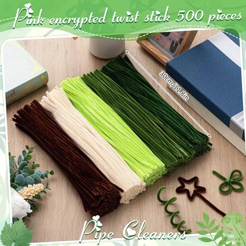 Image of Peryiter 500pcs Pipe Cleaner Craft Pack, Tropical Plants, 12 Inch