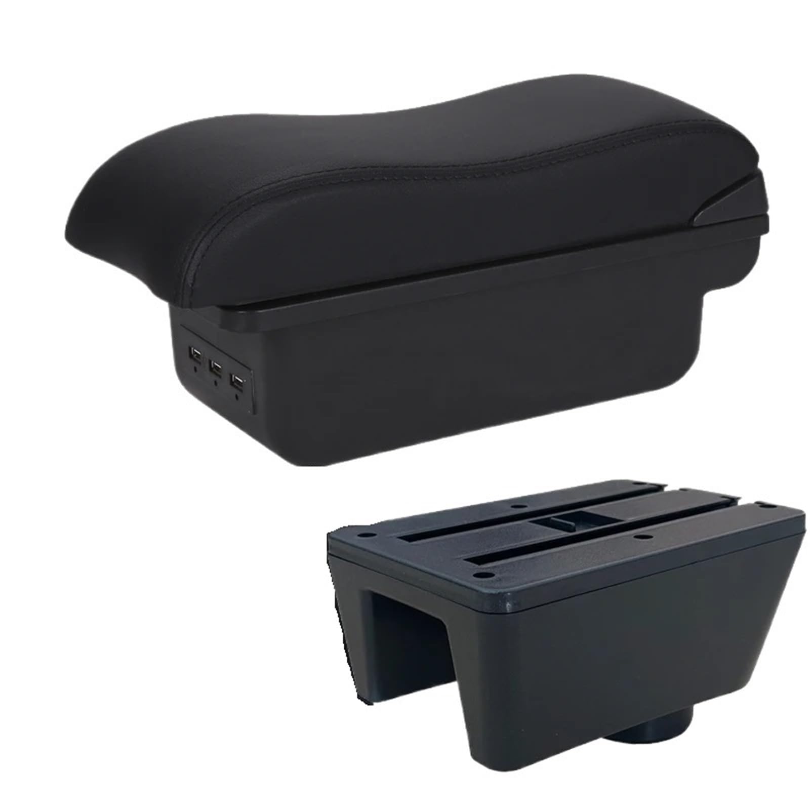 POZMNGTI Armrest Compartment Fit For Seat Ibiza 6j Ibiza 6L Armrest Box Auto Storage Box Retrofit Parts Interior Car Accessories Arm(B2 Black line 3USB)