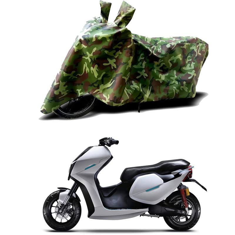 Image of 100% Water Resistant Bike Scooty Two Wheeler Body Cover Compatible for Everve EF1 STD BS6 /UV-Rays /Heat Protection /Birds Dropping /Scratchproof /Dust Proof /Waterproof /All Varient[Green MJ]