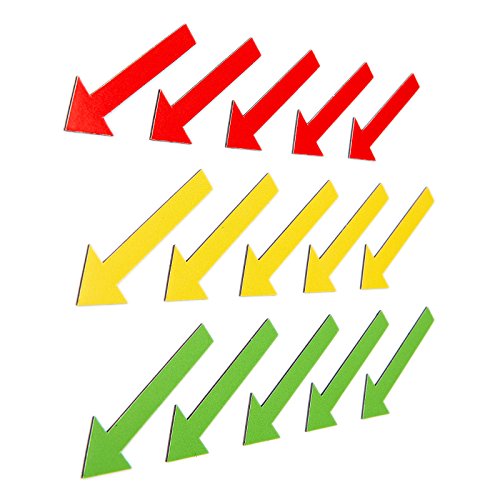 SMILEYBOARD 15 flechas magnéticas de 6 cm, color rojo, amarillo y verde, para presentaciones, oficina y hogar