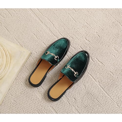 Image of FLQL Men's Leather Scuff Slippers Velvet Slip On Loafers Fashion Backless Mule Clogs Anti-Slip Sandals Slides for Men and Women Designer Size 7-13
