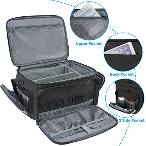 Medical Bag, Medical Equipment Bag Empty With Adjustable Divider, Nonslip Bottom, Removable Shoulder Strap, Water-Resistant Home Health Nurse Bag For Medical Student, Therapist, Black #TOP2