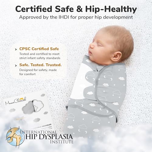 Image of Baby Swaddle Blanket, Swaddle Wrap for Newborn and Infant, Adjustable Swaddle Set for Baby Boy and Girl, 3 Pack Soft Organic Cotton, Large (3-6 Months), Grey and White