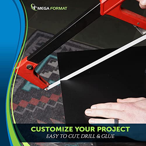 Image of Mega Format Expanded PVC Plastic Sheets - 12 inch X 24 inch Black Rigid Sheet for Crafts, Signage, & Displays - Sintra, Celtec PVC Board - Waterproof for Outdoors Use - 1 /4 inch 6mm Thick - 1-Pack-Black