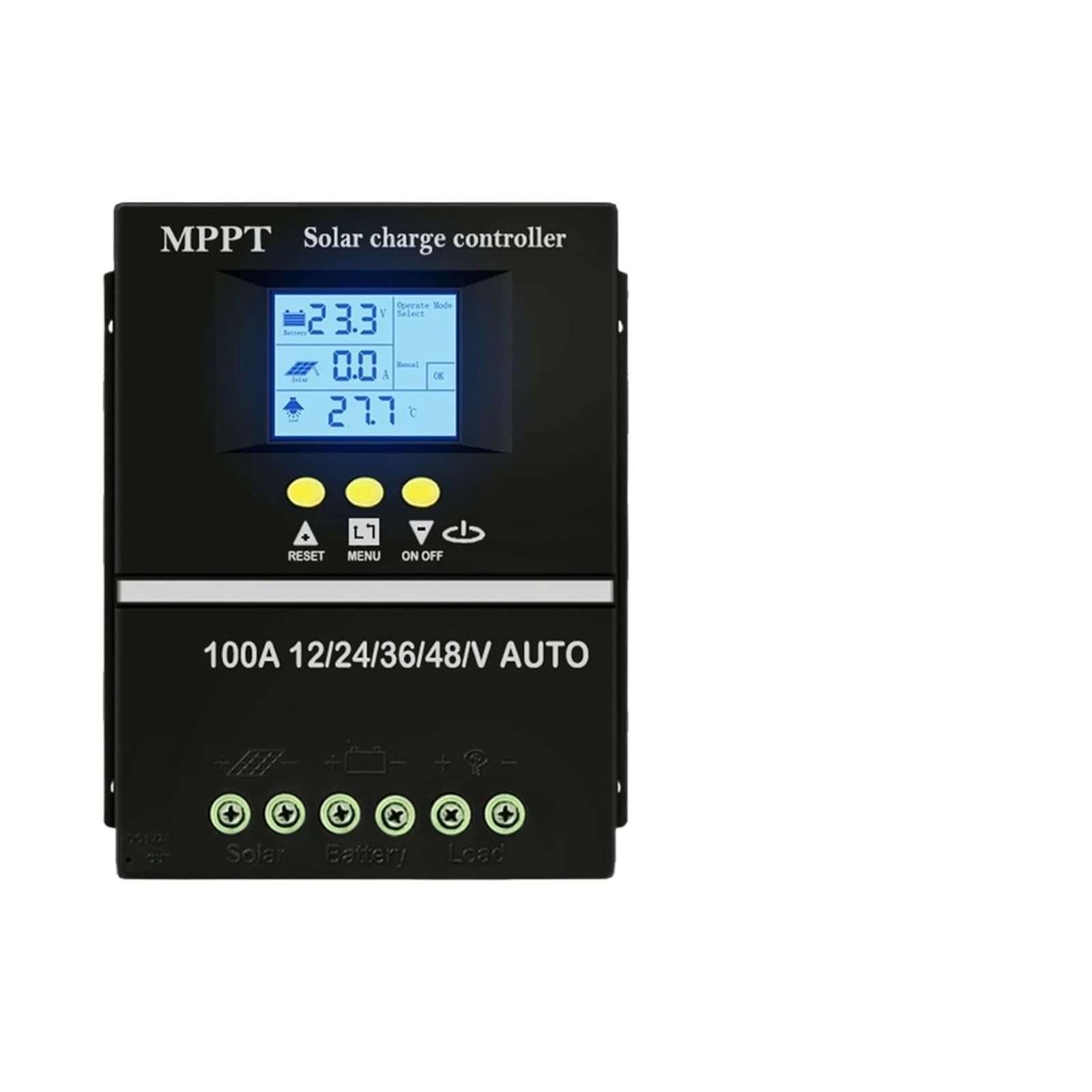 Regolatore di Carica Solare MPPT 12V 24V 30A 40A 50A 60A 100A | Doppio regolatore display LCD USB con carico(MPPT-100A-01)