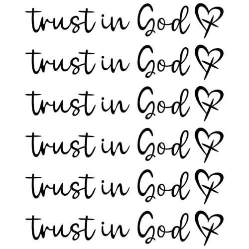 Image of 6pcs Trust in God Mirror Sticker, Adorable Car Rearview Mirror Stickers with Heart Design Automotive Accessories for Most Car Decoration (Black)