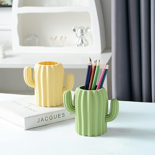 Miniatura 5 de Soporte de silicona para bolígrafo, diseño de cactus, lindo portalápices, maceta para escritorio para niños, decoración de oficina, organizador de