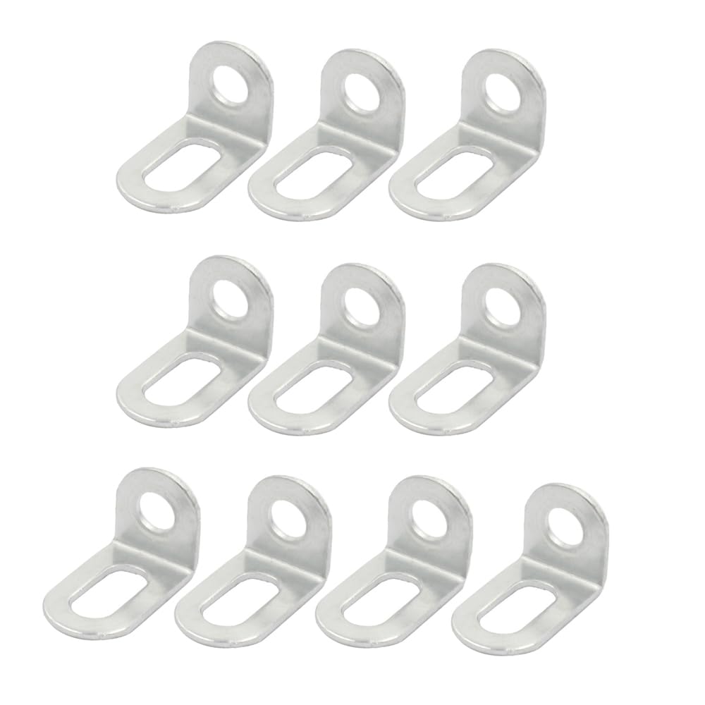 10PCS Metal Bracket Plate, Stainless Steel L Shaped 90 Degree Right Angle Brackets for Wood Furniture Cabinet Chair Table (White)