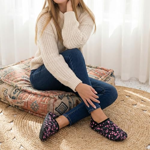 Image of Fires Womens Mens Slippers with Rubber Sole Soft-Lightweight House Slipper Socks Around House Shoes Non Slip Indoor /Outdoor