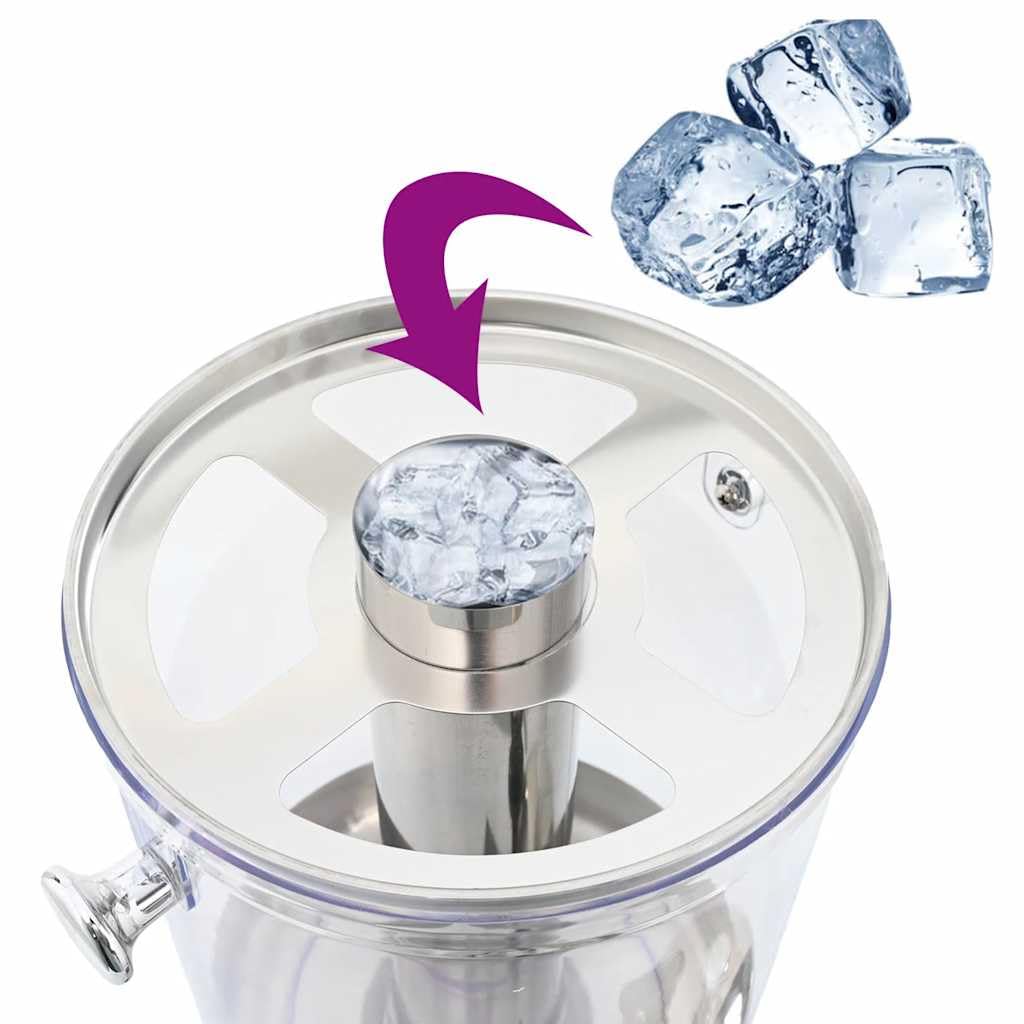 Dispenser di bevande in acciaio inox da 8 litri, con scomparto per ghiaccio e vaschetta antigoccia, ideale per buffet, feste, barbecue, cucina, sala da pranzo, bar e catering