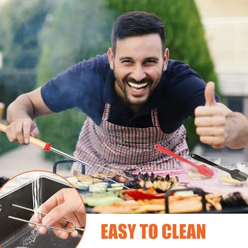 8 Stück Teleskop Grillspieße Edelstahl, Marshmallow Spieße, 31-81cm Lagerfeuer Grillgabel, Grillstab mit Zwei Ölpinseln, Edelstahl Ausziehbar, für Camping Grill BBQ den Außenbereich
