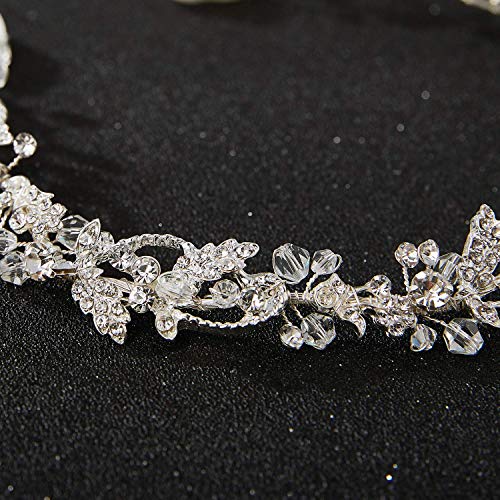 Sweetv Silver Wedding Headpieces For Bride Handmade Bridal Headband With Rhinestones Hair Accessories Hair Vine For Women #TOP4