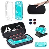 【Komplettes Zubehör-Kit für Nintendo Switch Lite】 BOENFU-Tasche und Zubehör-Kit für Nintendo Switch Lite Enthält 1 Tragetasche für Nintendo Switch Lite, 4 Joy Con Griffe, Daumenschutzkappen, 1 durchsichtige Switch Lite-Tasche, 1 HD-Displayschutzfolie, 1 Standby-Displayschutzfolie, 1 verstellbarer Standfuß, 1 tragbarer Riemen, 1 Satz Reinigungswerkzeug für Displayschutzfolien