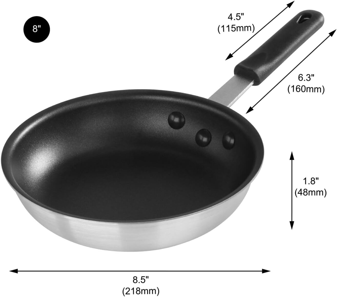 New Star Foodservice 8-Inch Nonstick Aluminum Fry Pan with Heat-Resistant Handle Sleeve, 2.0-Inch Depth