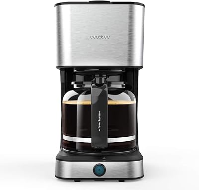 Cecotec Cafetera de Goteo Coffee 66 Heat. 950 W, Tecnología ExtemeAroma, Función Recalentar y Mantener, Jarra Termoresistente de 1,5L, Autoapagado, Acabado en Acero Inoxidable