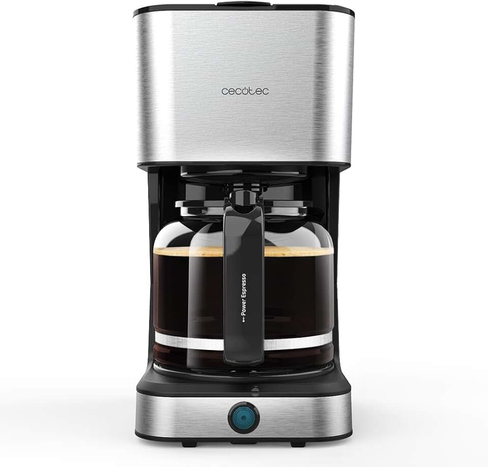 Cecotec Cafetera de Goteo Coffee 66 Heat. 950 W, Tecnología ExtemeAroma, Función Recalentar y Mantener, Jarra Termoresistente de 1,5L, Autoapagado, Acabado en Acero Inoxidable
